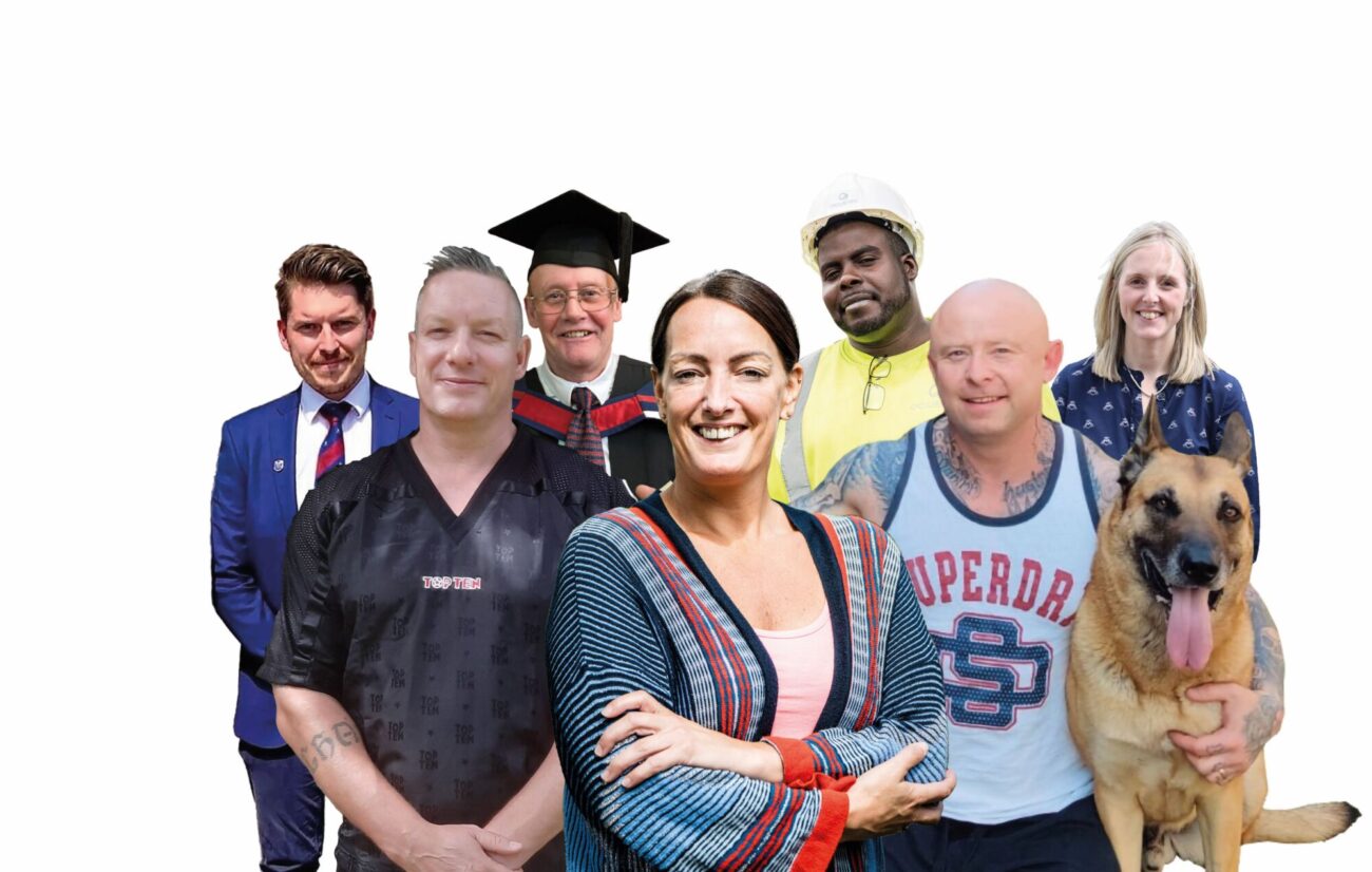 A montage of veterans supported into employment by The Poppy Factory